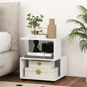 Mesinha de Cabeceira de 3 Níveis com Prateleiras de Armazenamento e Almofadas Antiderrapantes 39,5 x 39,5 x 45 cm Branco
