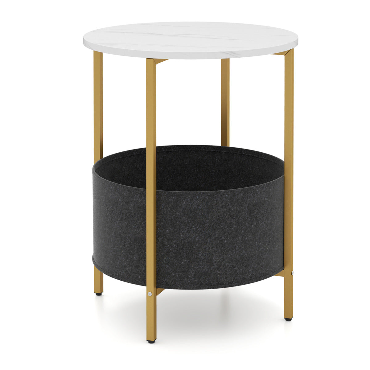 Mesa Auxiliar Redonda – 44 cm – Branca – Metal