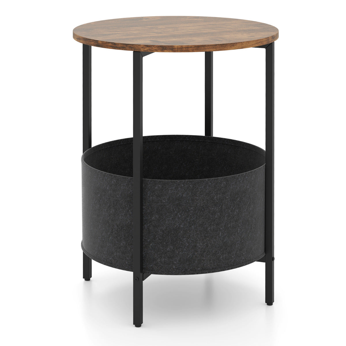 Mesa Auxiliar Redonda – 44 cm – Marrom – Metal