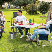 Mesa de Camping Dobrável Estação de Limpeza de Peixe com 2 Pias Torneira Giratória Mesa de Piquenique Portátil para Pesca Churrasco Branco