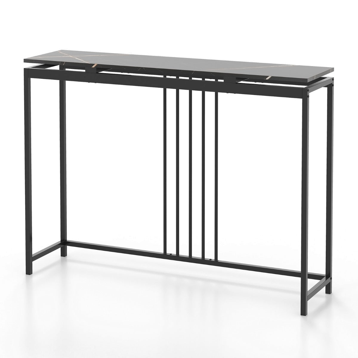Consola de Entrada Estreita – 120 cm – Preto – MDF e Metal