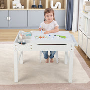 Mesa de Atividades Infantil em Madeira com Tabuleiro Reversível, Compartimentos e Porta-rolos 86,5 x 60 x 57 cm - Branco
