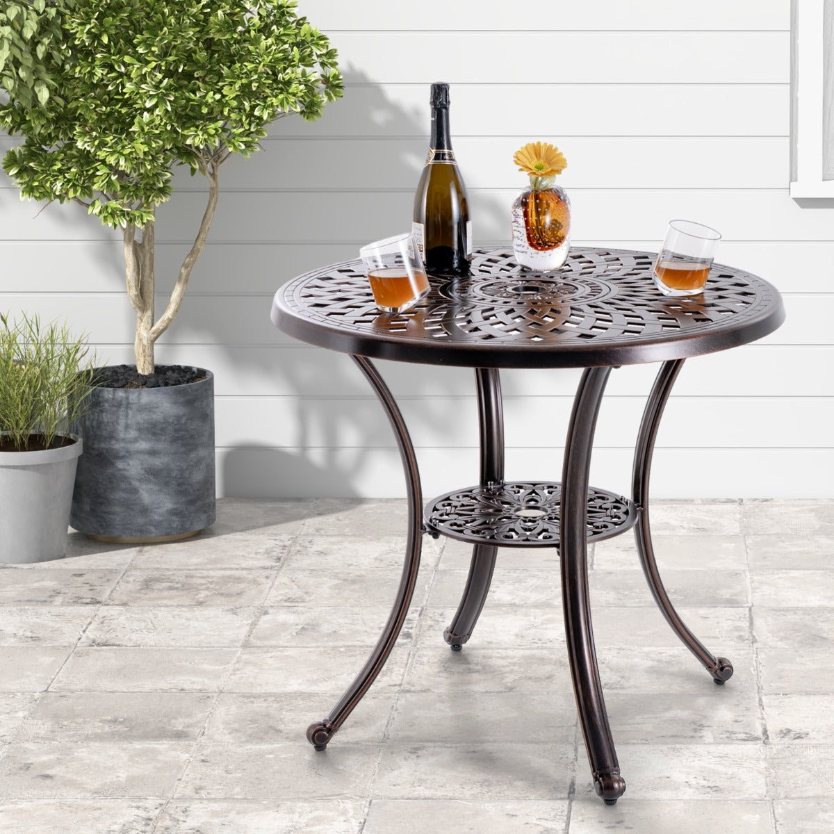 Mesa de Jantar de Jardim – 79 cm – Bronze – Alumínio Fundido