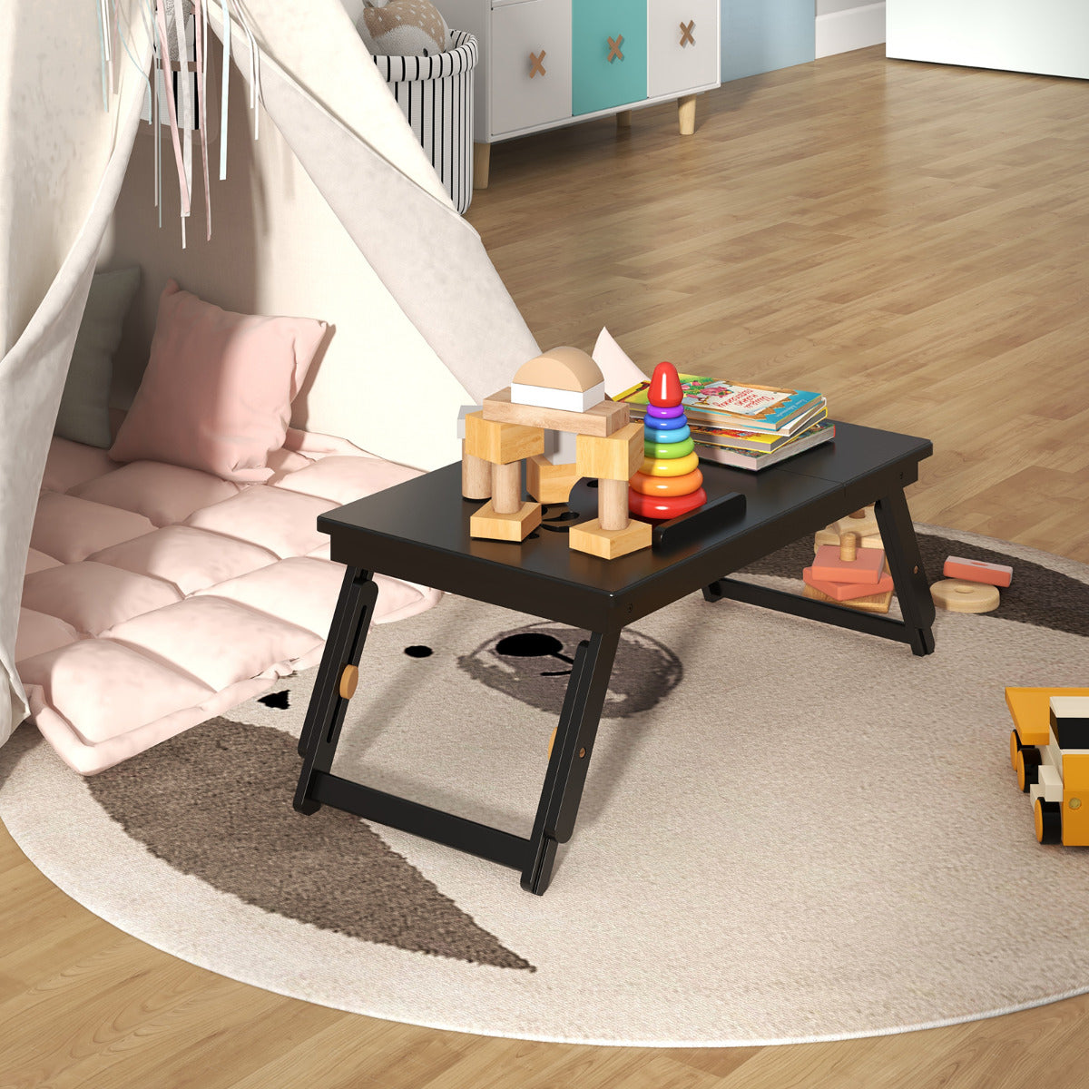 Mesa de Bandeja para Computador – 53 x 33 x 20-26,5 cm – Castanho – Bambu