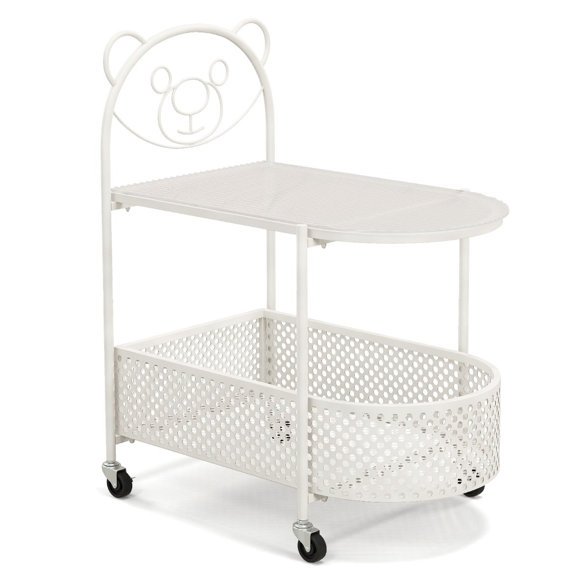 Mesa de Café de Cristal – 2 Níveis – Branco – Metal