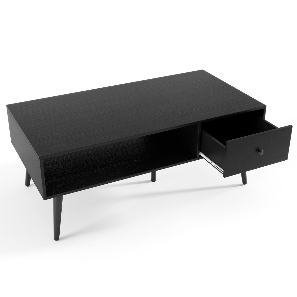 Mesa de Centro com Gaveta e Compartimento Aberto para Sala de Estar Quarto Receção 109 x 55 x 39,5 cm Preto