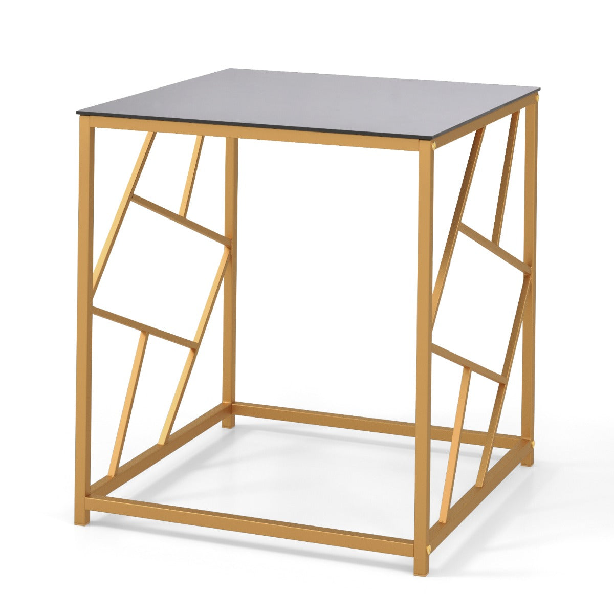 Mesa de Centro Quadrada com Tampo de Vidro Temperado Mesinha Auxiliar para Sala de Estar e Quarto 50 x 50 x 55 cm Branco