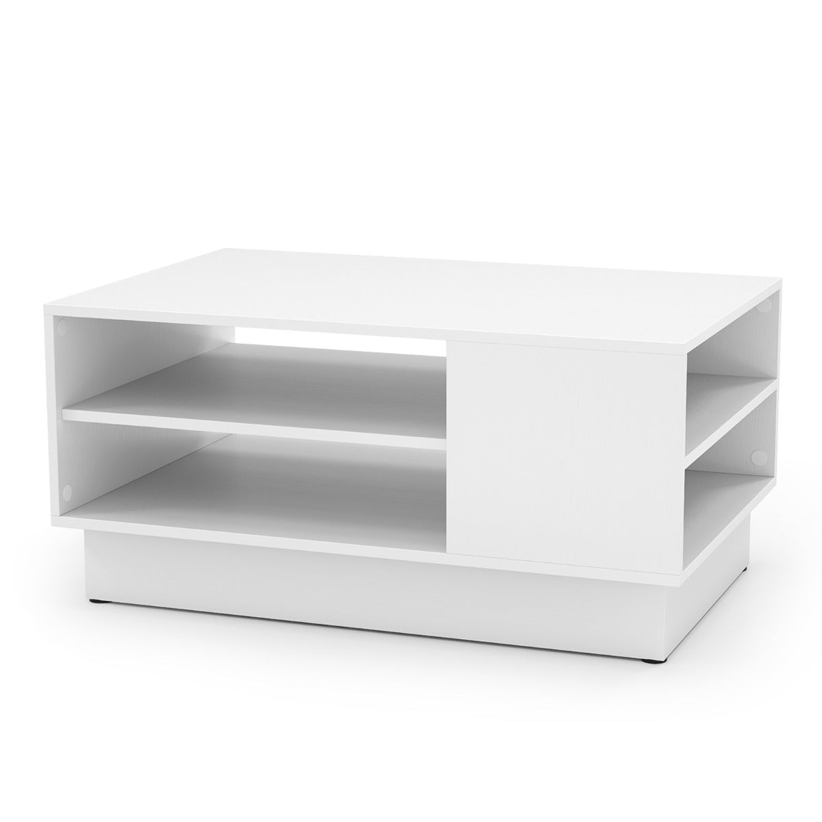 Mesa de Centro Moderna com 2 Estantes Abertos em Branco para Sala de Estar 86 x 56 x 41 cm