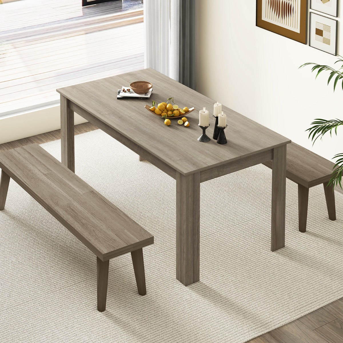 Mesa de Jantar Retangular com Pernas em L Resistentes 160 x 80 x 76 cm Castanho