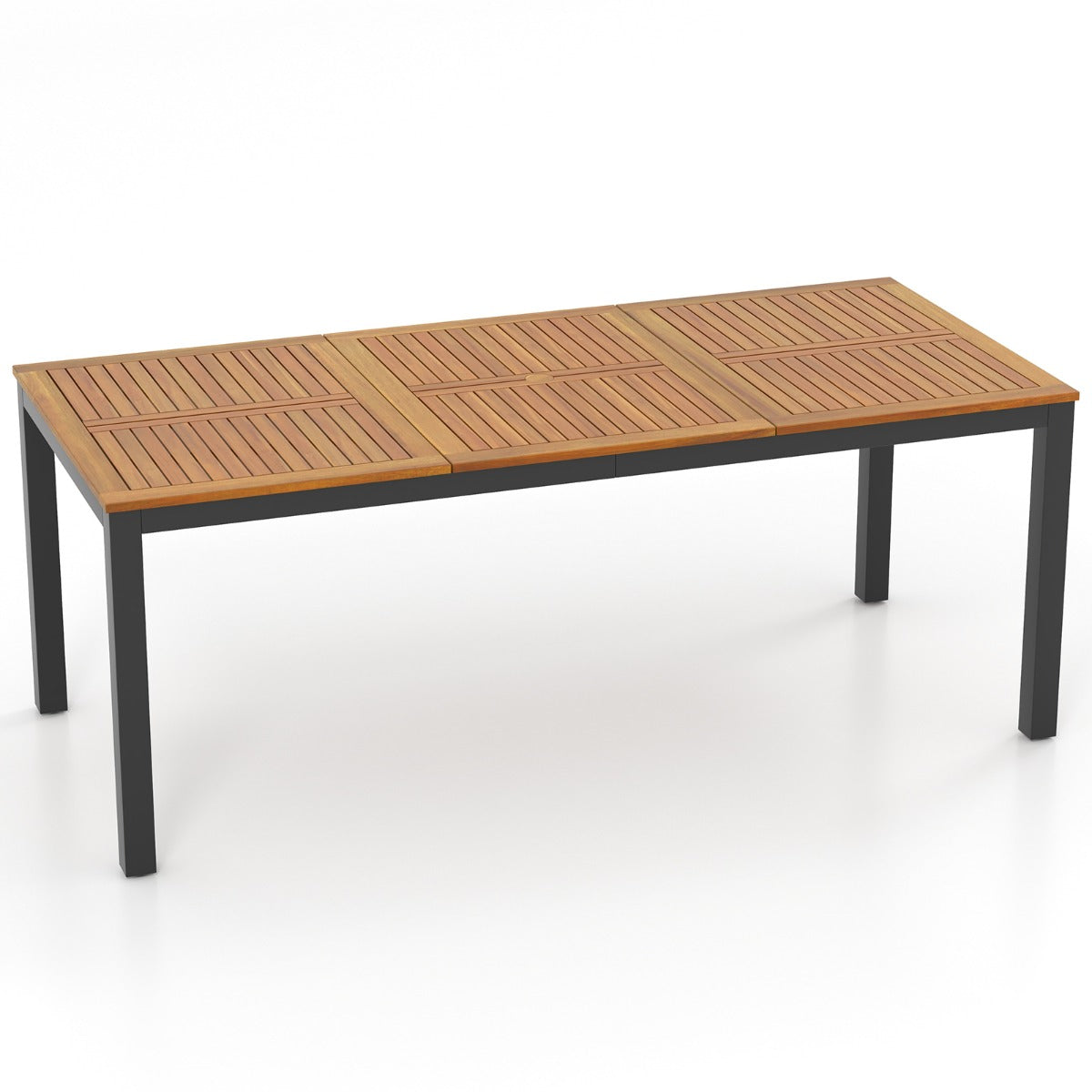 Mesa de Jantar de Jardim – 200 cm x 90 cm x 75 cm – Madeira de Acácia – Metal