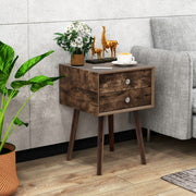 Mesinha de Cabeceira com 2 Gavetas em Madeira para Sala de Estar e Quarto - Montagem Fácil 40 x 40 x 59,5 cm Castanho