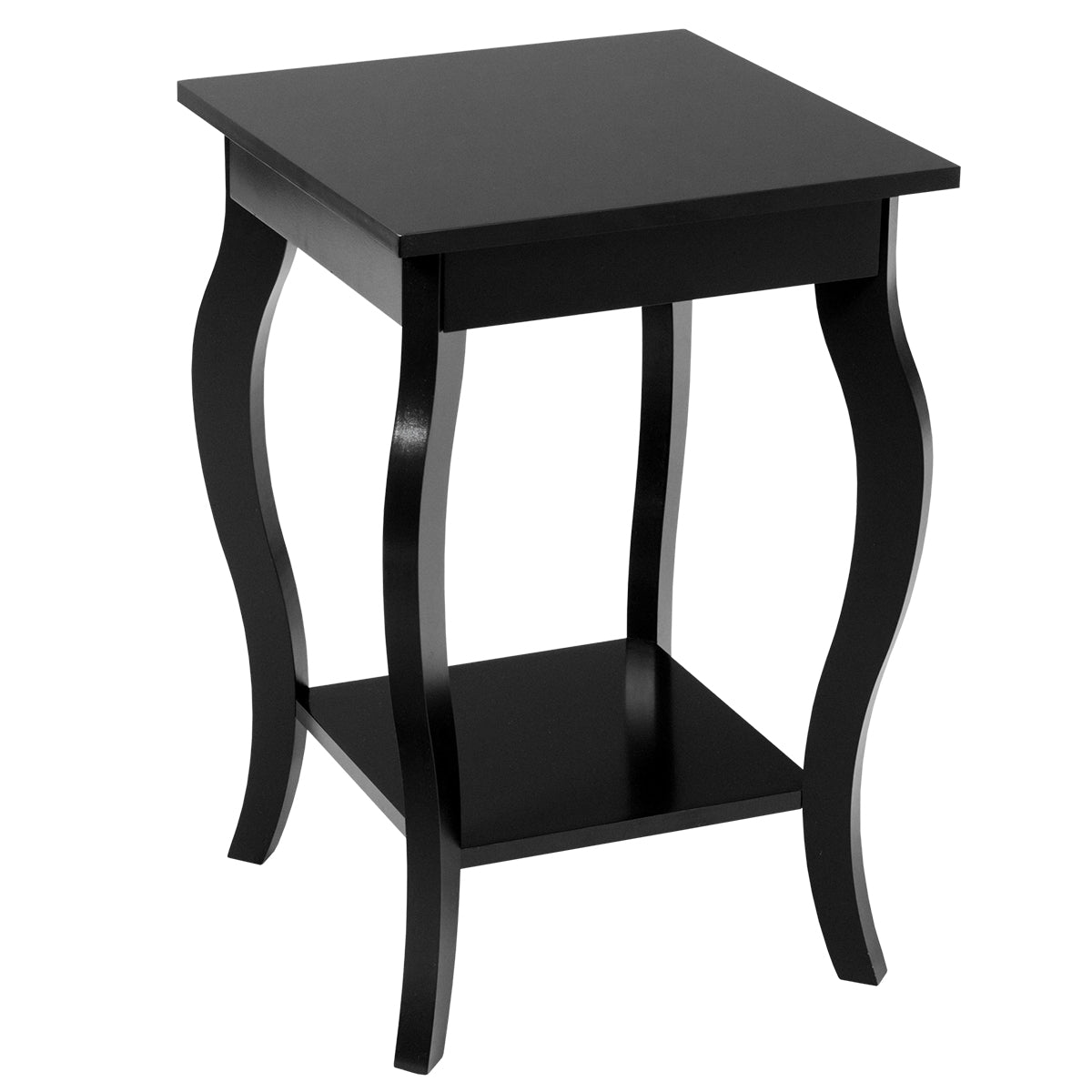 Mesinha de Cabeceira de 2 Níveis com Pernas Curvas - Mesas de Apoio para Quarto, Sala de Estar e Sala de Estar 40 x 40 x 60 cm Preto