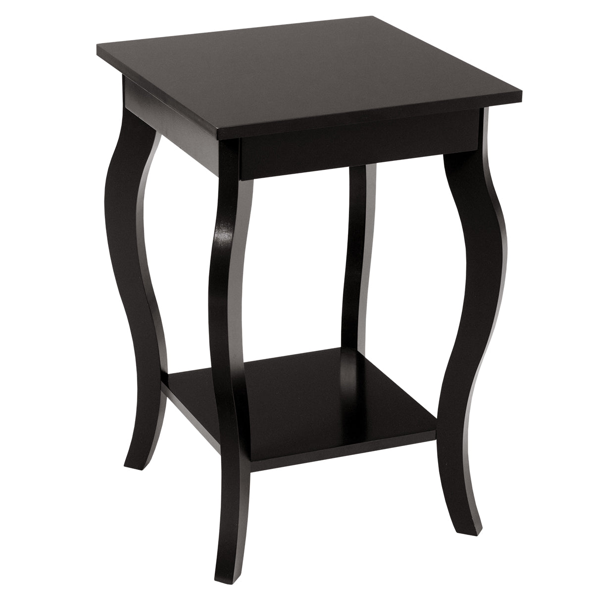 Mesita de Cabeceira de 2 Níveis com Pernas Curvas Mesas de Apoio para Quarto, Sala de Estar e Sala de Estar 40 x 40 x 60 cm Castanho