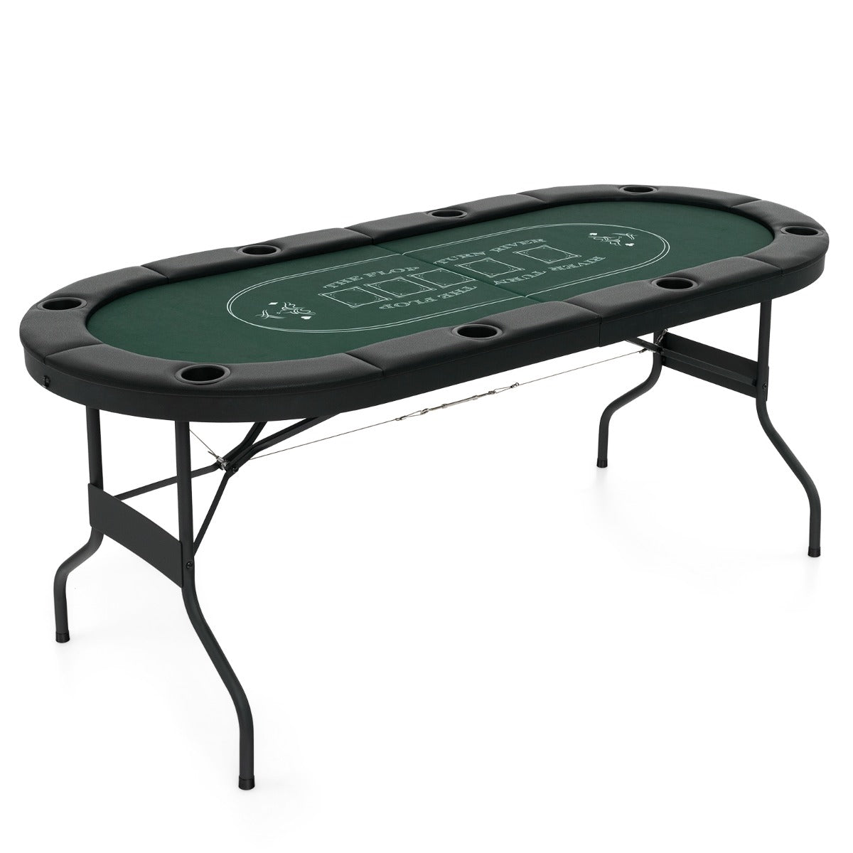 Mesa de Poker Dobrável – 182 cm – Verde – Metal e Feltro