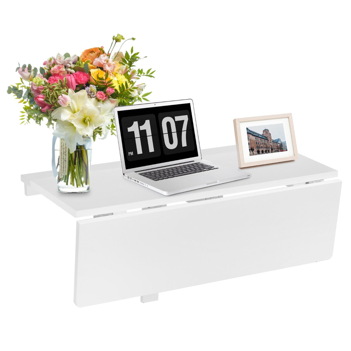 Mesa de Parede Dobrável 80x60cm - Mesa de Computador Portátil em Madeira para Sala de Jantar