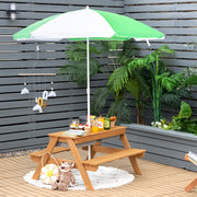 Mesa de Piquenique para Crianças – Altura ajustável de 117-187 cm – Verde – Madeira