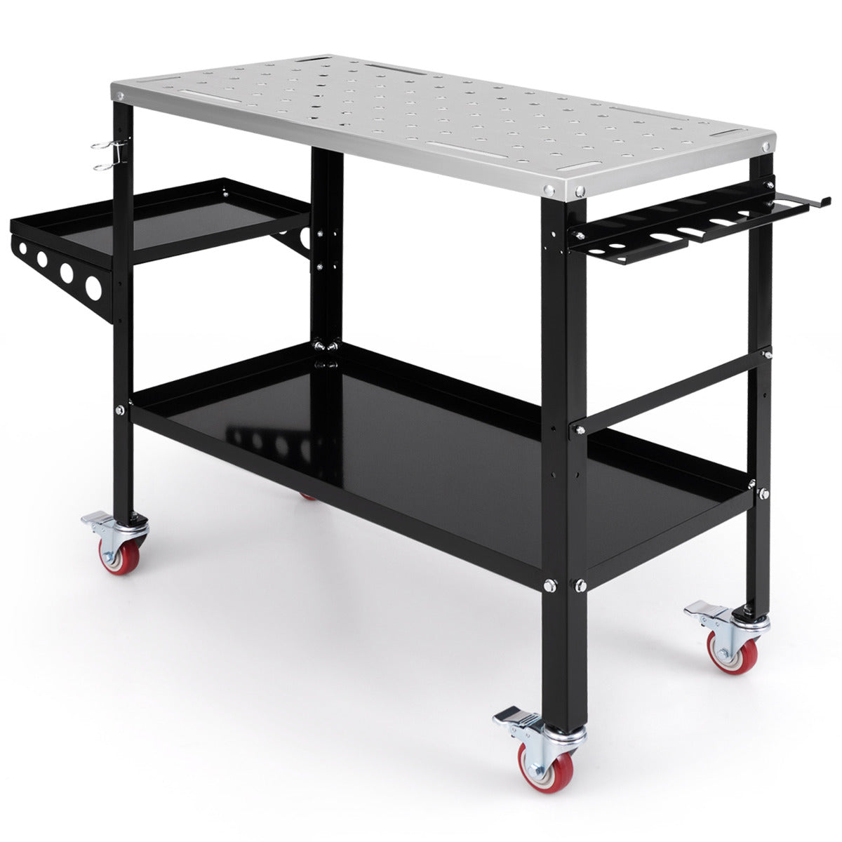 Banco de Trabalho para Soldadura de 92 x 46 cm com Capacidade de 540 kg, Rodas e Prateleira para Ferramentas