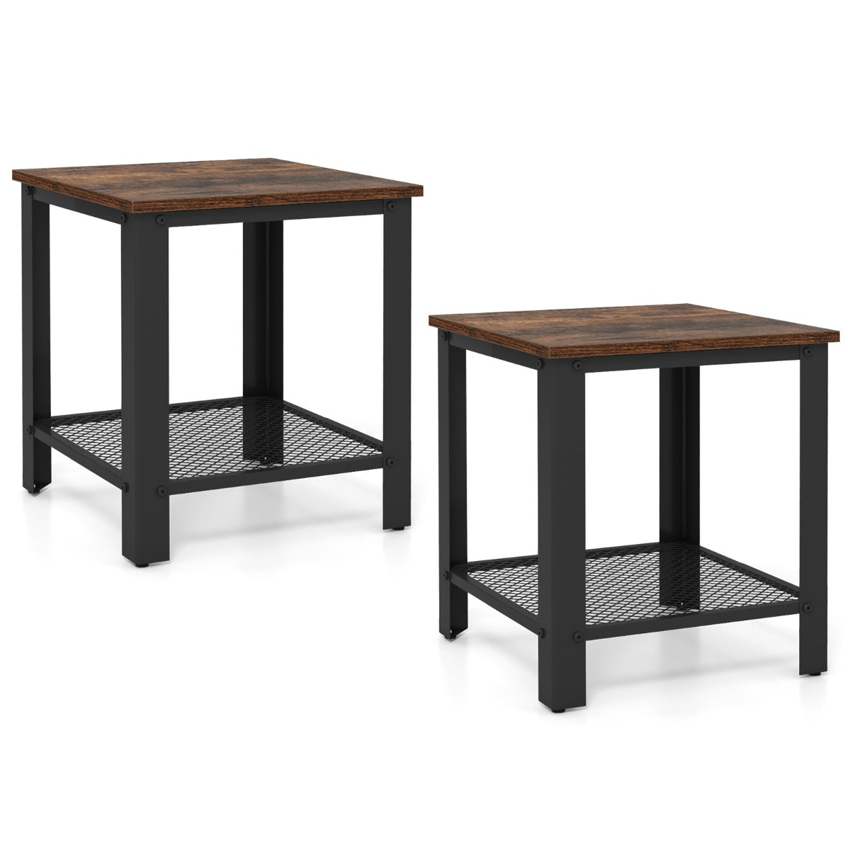 Mesa Auxiliar de 2 Níveis – 40 x 45 x 40 cm – Castanho – Metal