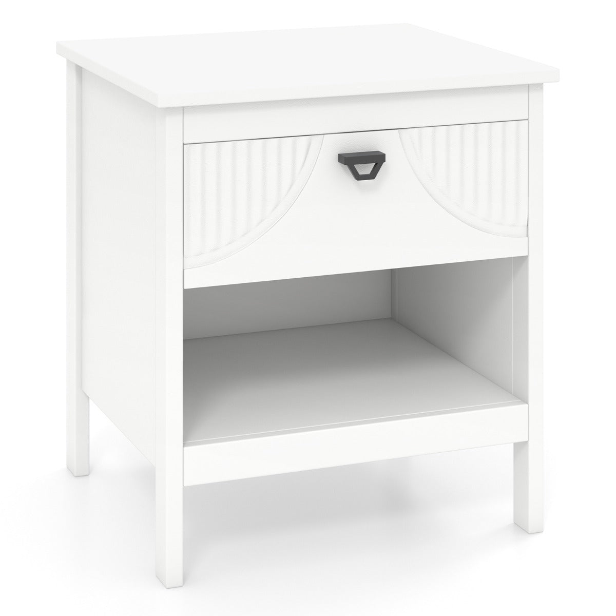 Mesa Lateral de 2 Níveis com Gaveta Mesa de Madeira com Prateleira Mesinha de Cabeceira de 2 Níveis para Quarto Sala de Estar Branca