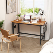 Mesa de Computador Móvel com Rodas – Castanho – Metal