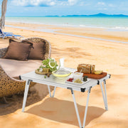 Mesa Dobrável para Campismo com Bolsa e Superfície Impermeável Leve de Alumínio 93 x 69 x 47,5 cm-Prateado