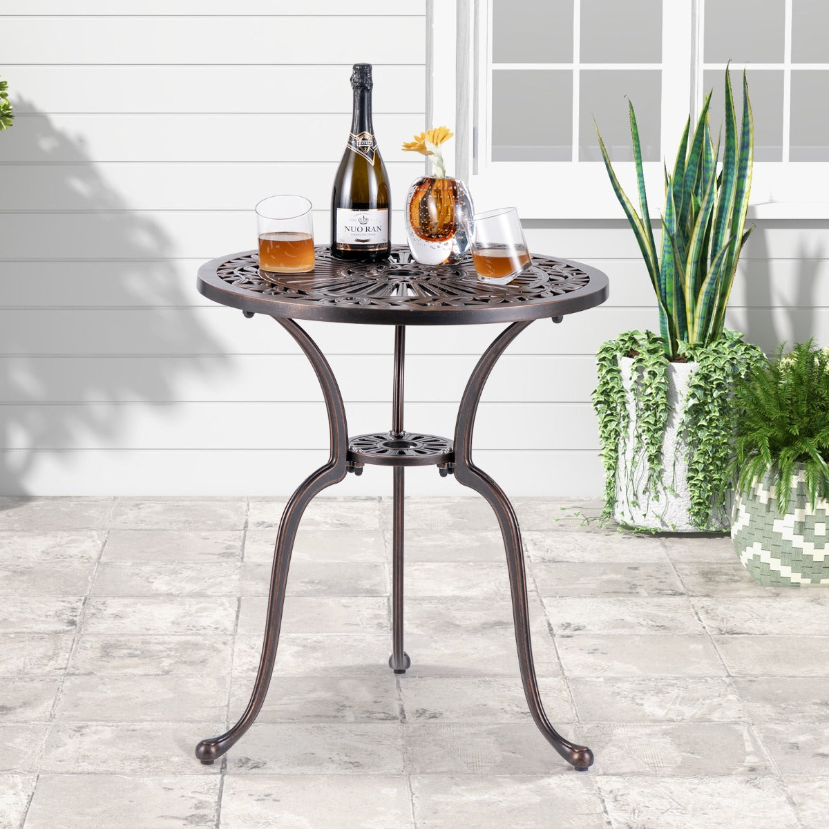 Mesa de Jantar de Jardim – 61 cm – Bronze – Alumínio Fundido