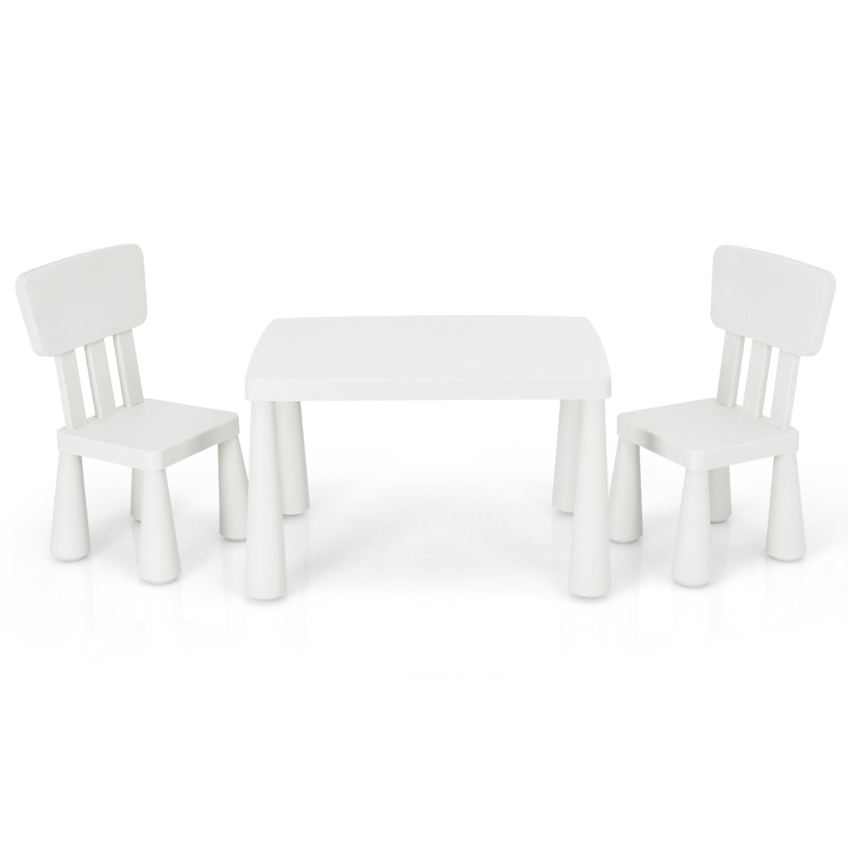 Conjunto de Mesa e 2 Cadeiras para Crianças Comer, Desenhar, Escrever e Fazer Manualidades Branco 76,5 x 54,5 x 49,5 cm