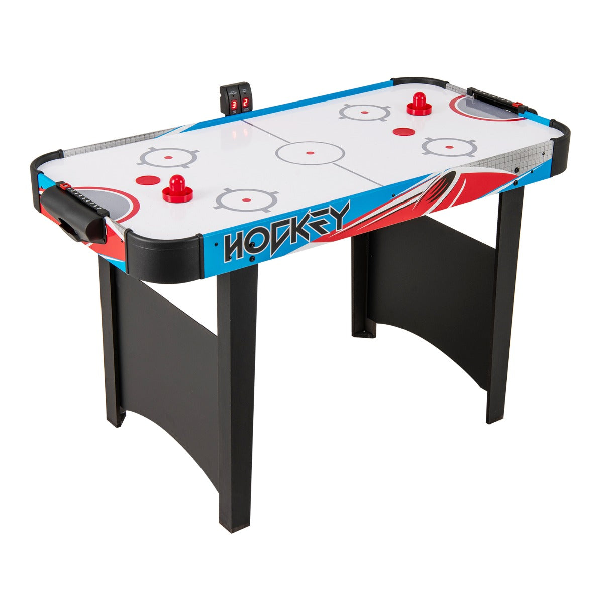Mesa de Air Hockey com Marcador LED e Potente Motor de 12V com 2 Discos e 2 Paletas para Adultos e Crianças 122 x 61 x 76 cm Azul