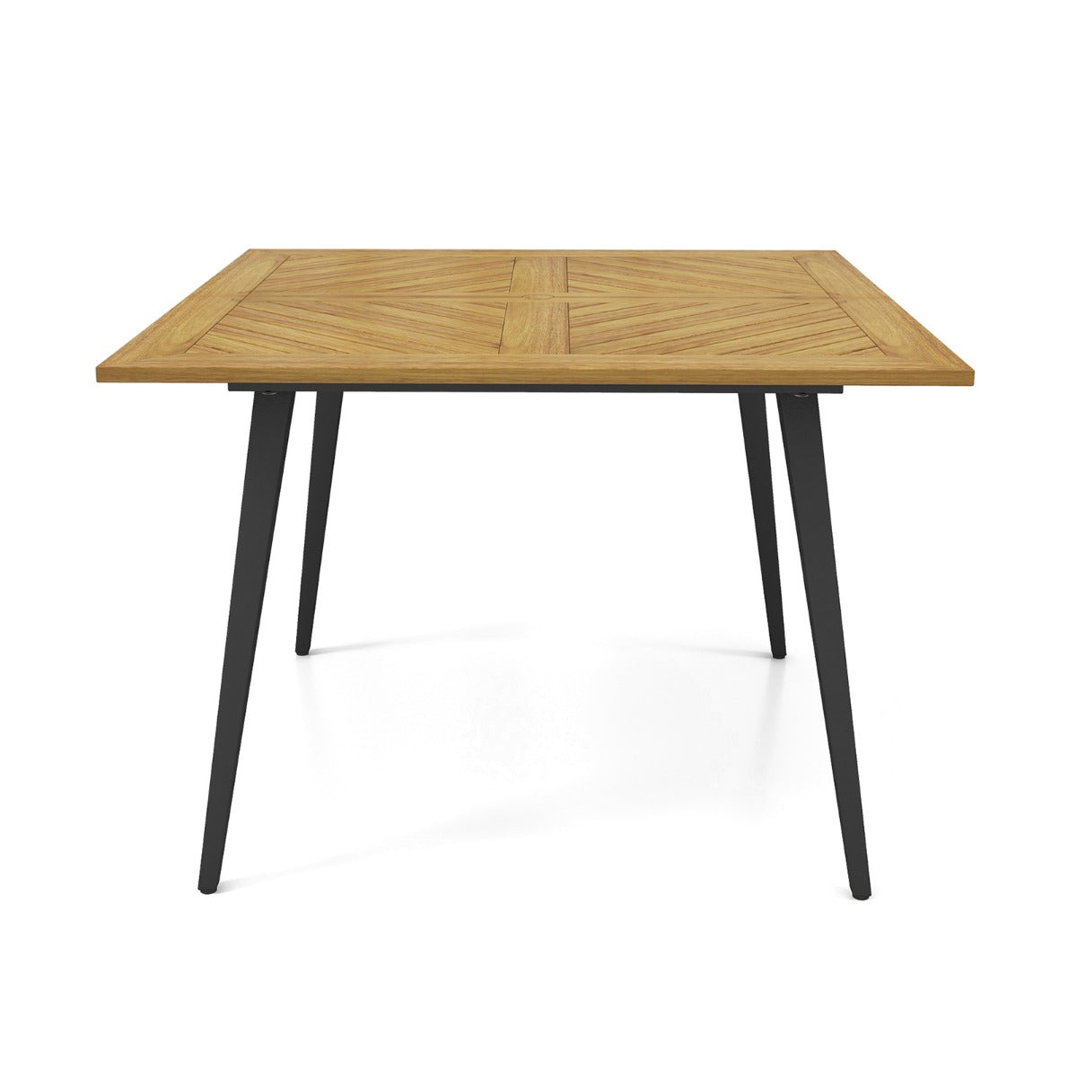 Mesa de Jantar de Jardim Quadrada em Madeira de Acácia com Buraco para Guarda-Sol de 5 cm - 107 x 107 x 75 cm