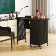 Mesa de Manicura Portátil com Recolhedor de Pó Elétrico, Luz Ajustável e Bolsa de Transporte - Preto