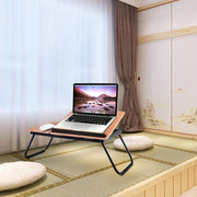 Mesa de Cama para Portáteis Dobrável e Regulável em Altura Bandeja de Pequeno-Almoço 62 × 32 × 22 cm Preto