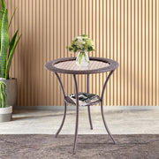 Mesa Redonda de Exterior – Vidro Temperado – Marrom – Rattan PE