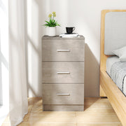 Mesinha de Cabeceira com 3 Gavetas Lacada Brilhante para Cama Box Spring 37 x 34 x 66,5 Cm Cinzento