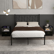 Mesita de Noite LED com Prateleira e Gaveta – 45 x 40 x 50 cm – Preto – Placa Engrossada