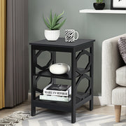 Conjunto de 2 Mesas de Cabeceira de 3 Níveis em Forma de Ómega, Mesa Auxiliar de Decoração para Sofá, Quarto, Sala e Corredor 40 x 40 x 61 cm Preto