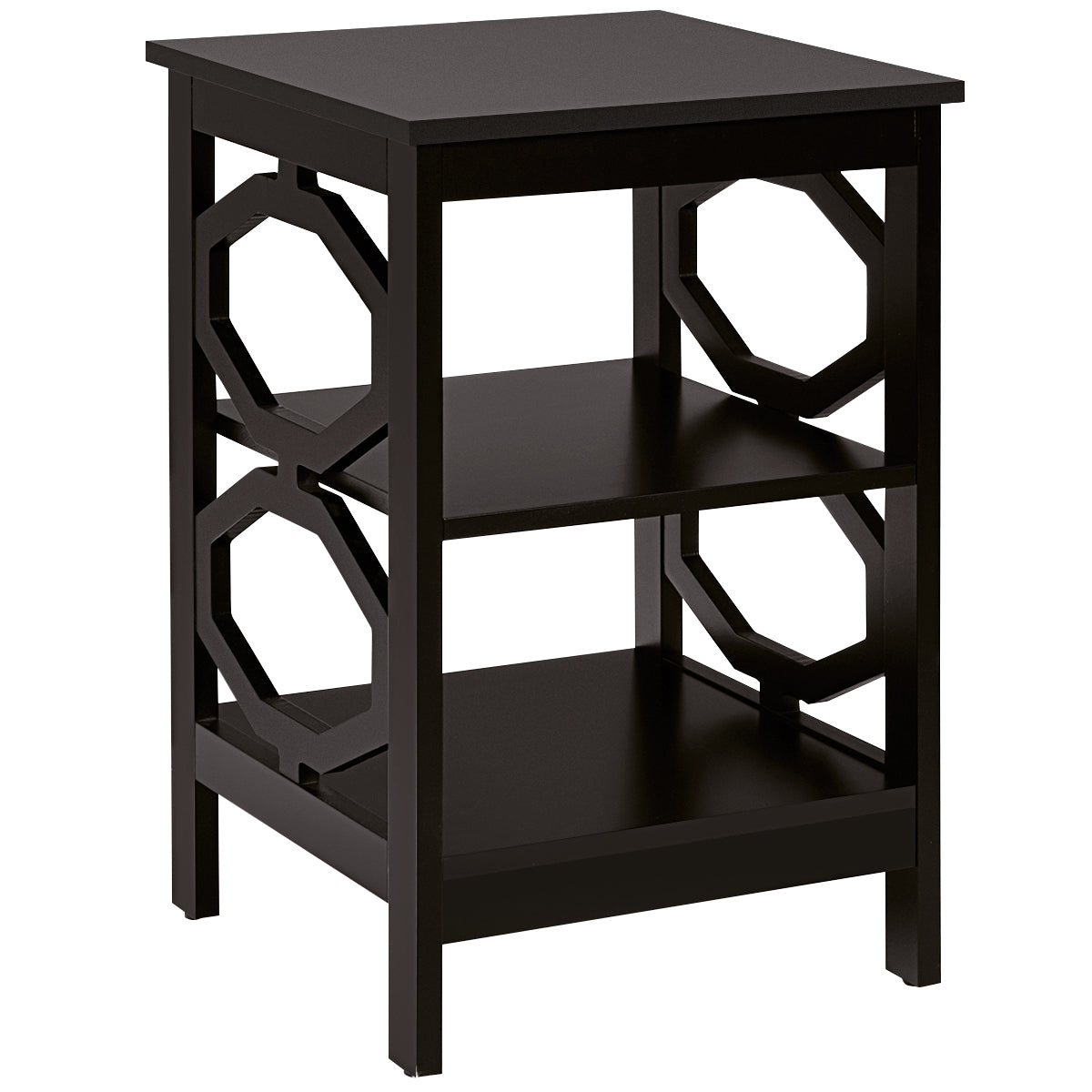 Mesinha de Cabeceira 3 Níveis Mesa Auxiliar Decoração em Forma de Ómega Mesinha para Sofá Quarto Sala Corredor 40 x 40 x 61 cm Café