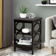 Conjunto de 2 Mesinhas de Cabeceira 3 Níveis Mesa Auxiliar Decorativa em Forma de Ómega Mesinha para Sofá Quarto Sala Corredor 40 x 40 x 61 cm Café
