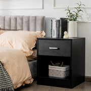 Mesinha de Cabeceira Moderna de Madeira de 2 Níveis com Gaveta de Arrumação e Armário Mesa Auxiliar para Sofá Cama 45 x 42,5 x 55 cm Preto