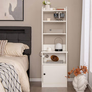 Mesinha de Cabeceira de 6 Níveis com Estação de Carregamento e 5 Prateleiras Abertas e Armário para Quarto Sala 45 x 36 x 140 cm Branco
