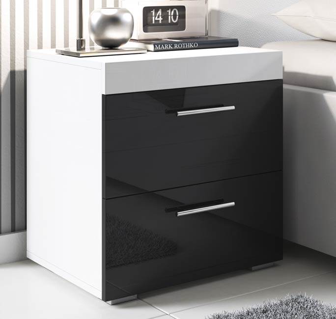 Mesinha de cabeceira Cesar em branco e preto