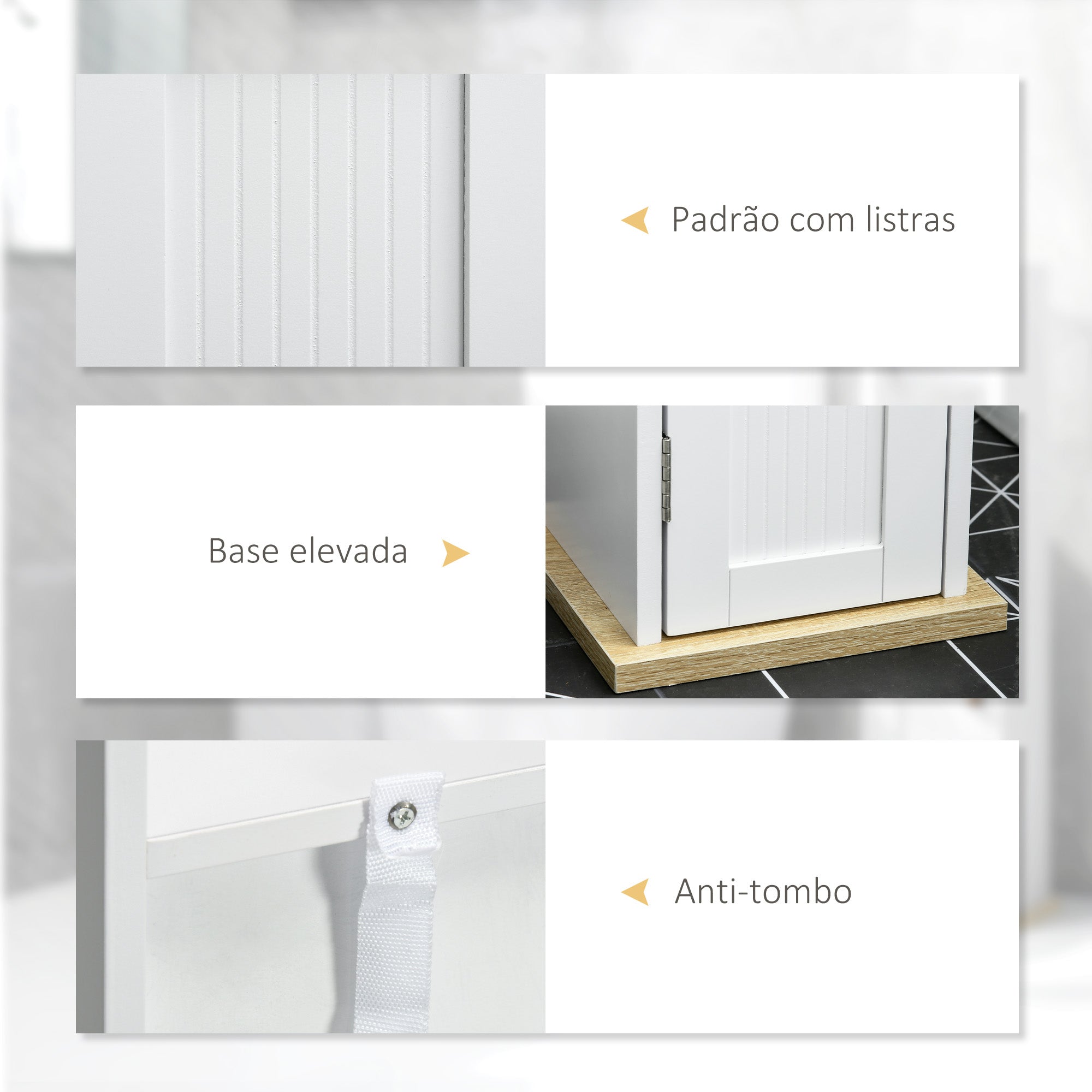 Armário Casa de Banho Branco 20x20x80 cm com Prateleiras Ajustáveis e Suporte para Papel Higiénico