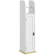 Armário Casa de Banho Branco 20x20x80 cm com Prateleiras Ajustáveis e Suporte para Papel Higiénico