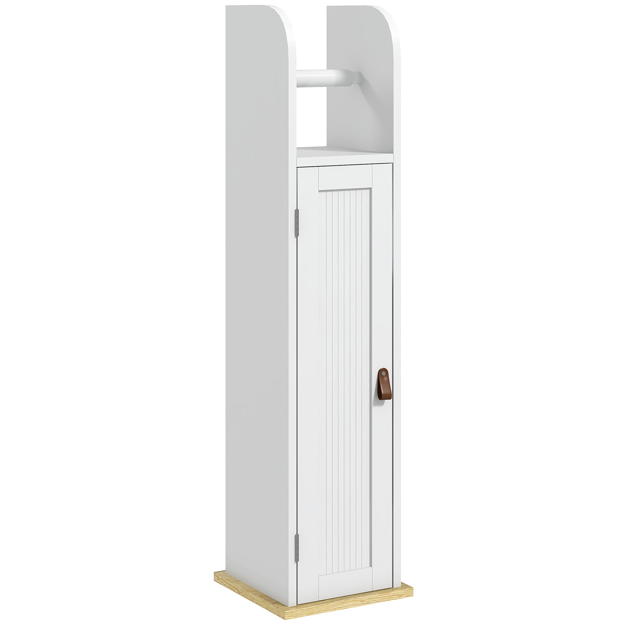 Armário Casa de Banho Branco 20x20x80 cm com Prateleiras Ajustáveis e Suporte para Papel Higiénico