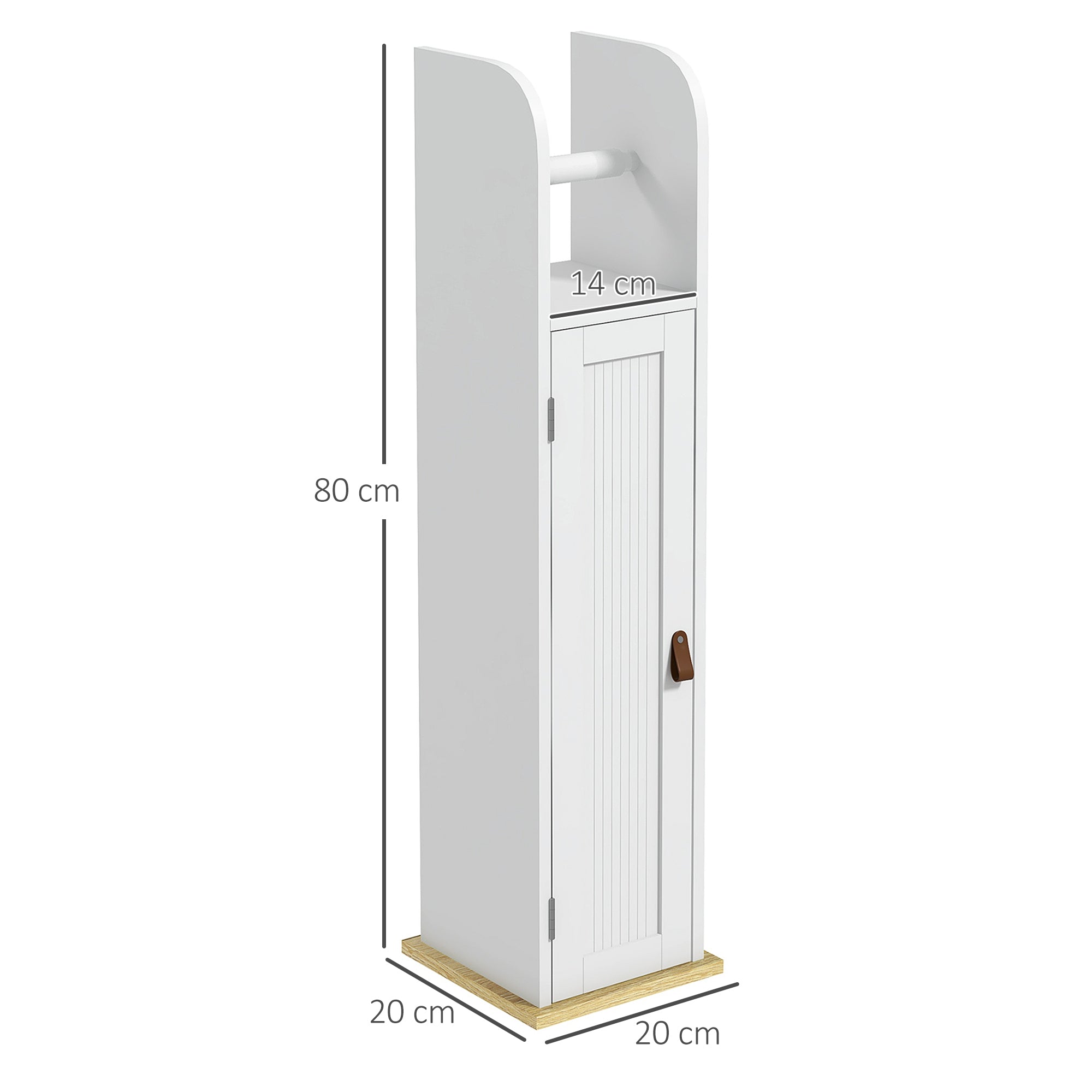 Armário Casa de Banho Branco 20x20x80 cm com Prateleiras Ajustáveis e Suporte para Papel Higiénico