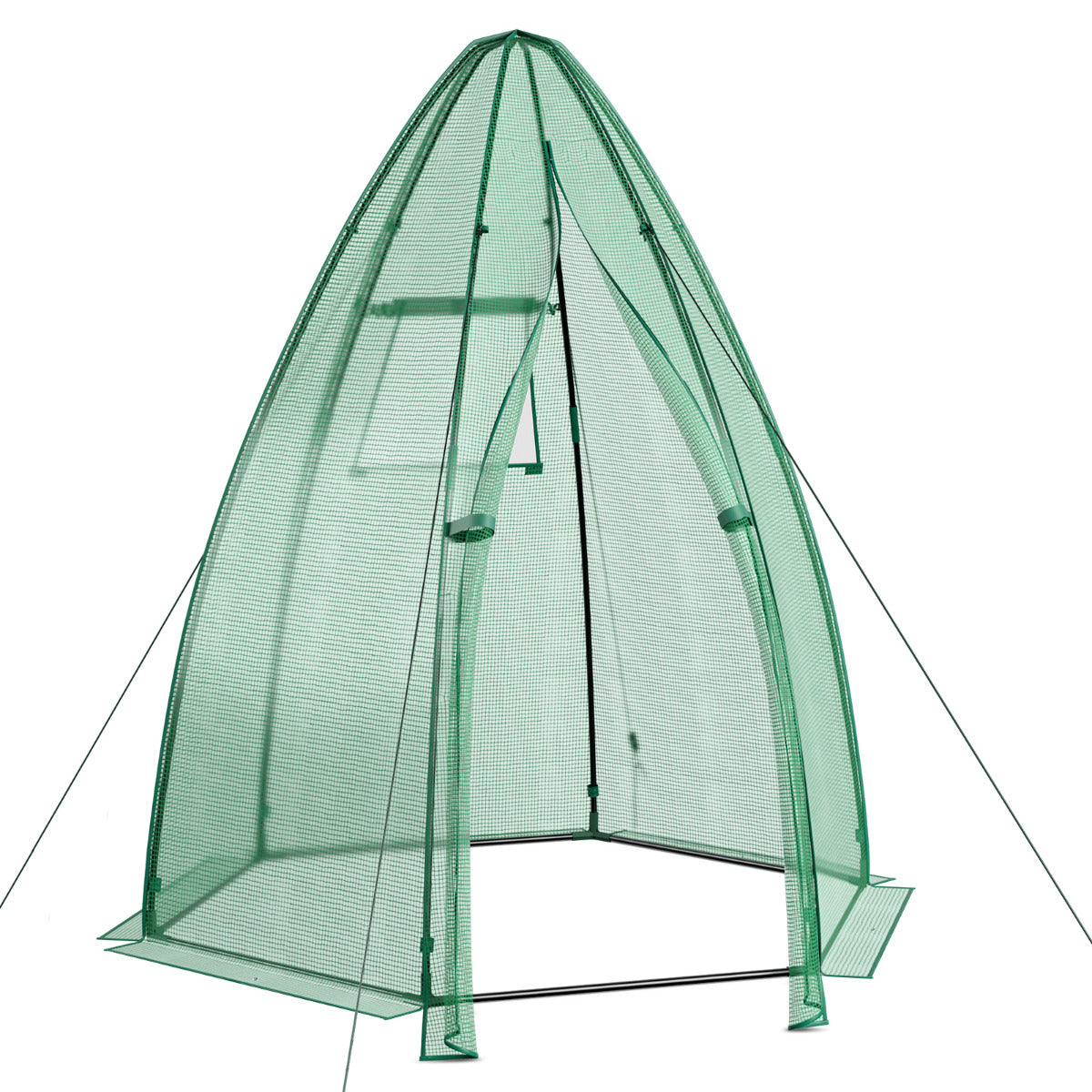 Mini Estufa de Jardim Portátil com Cobertura de PE para Todo o Clima Porta Enrolável Janela de Malha para Plantas 160 x 160 x 183 cm