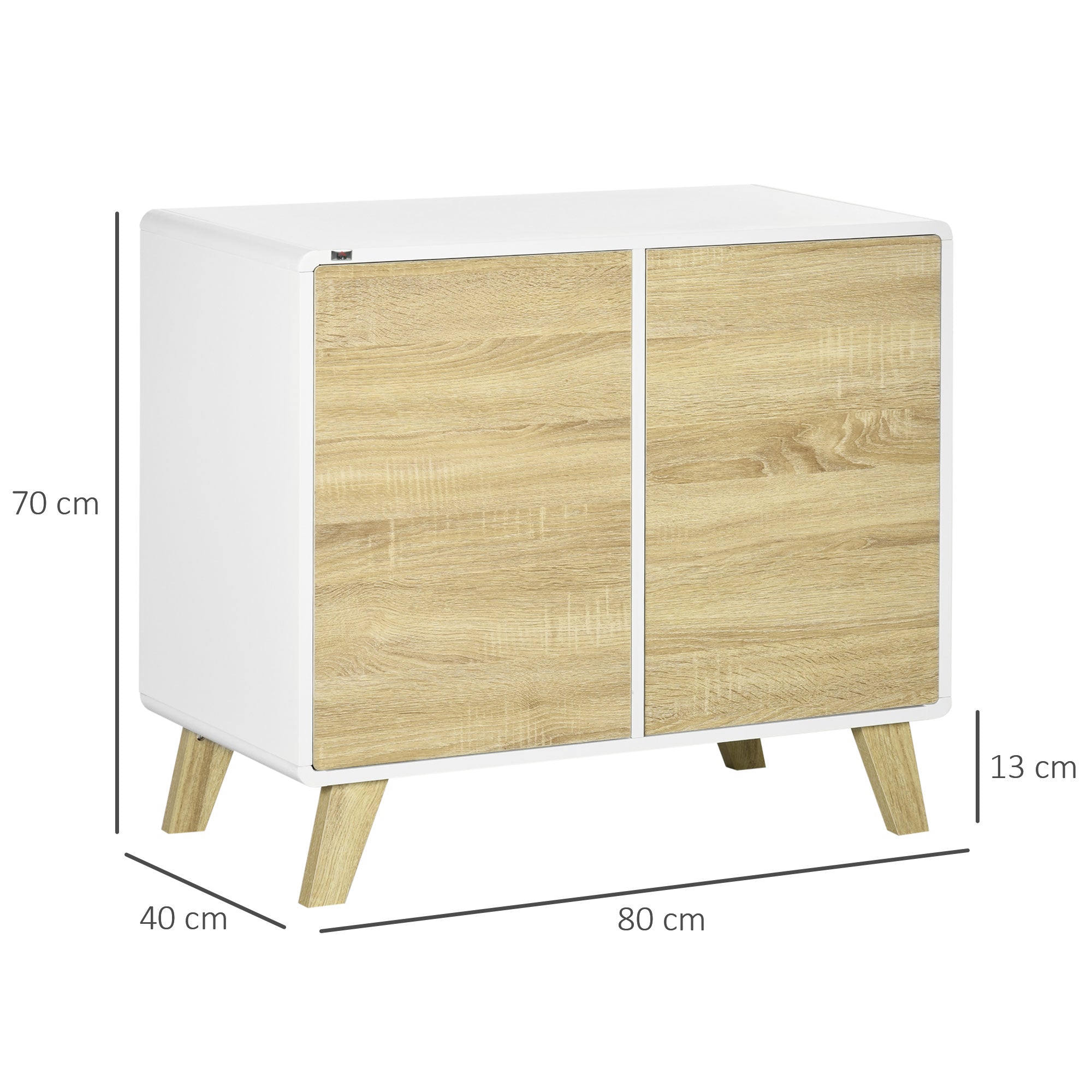 Aparador Moderno Buffet de Sala de Jantar 80x40x70cm Branco e Carvalho
