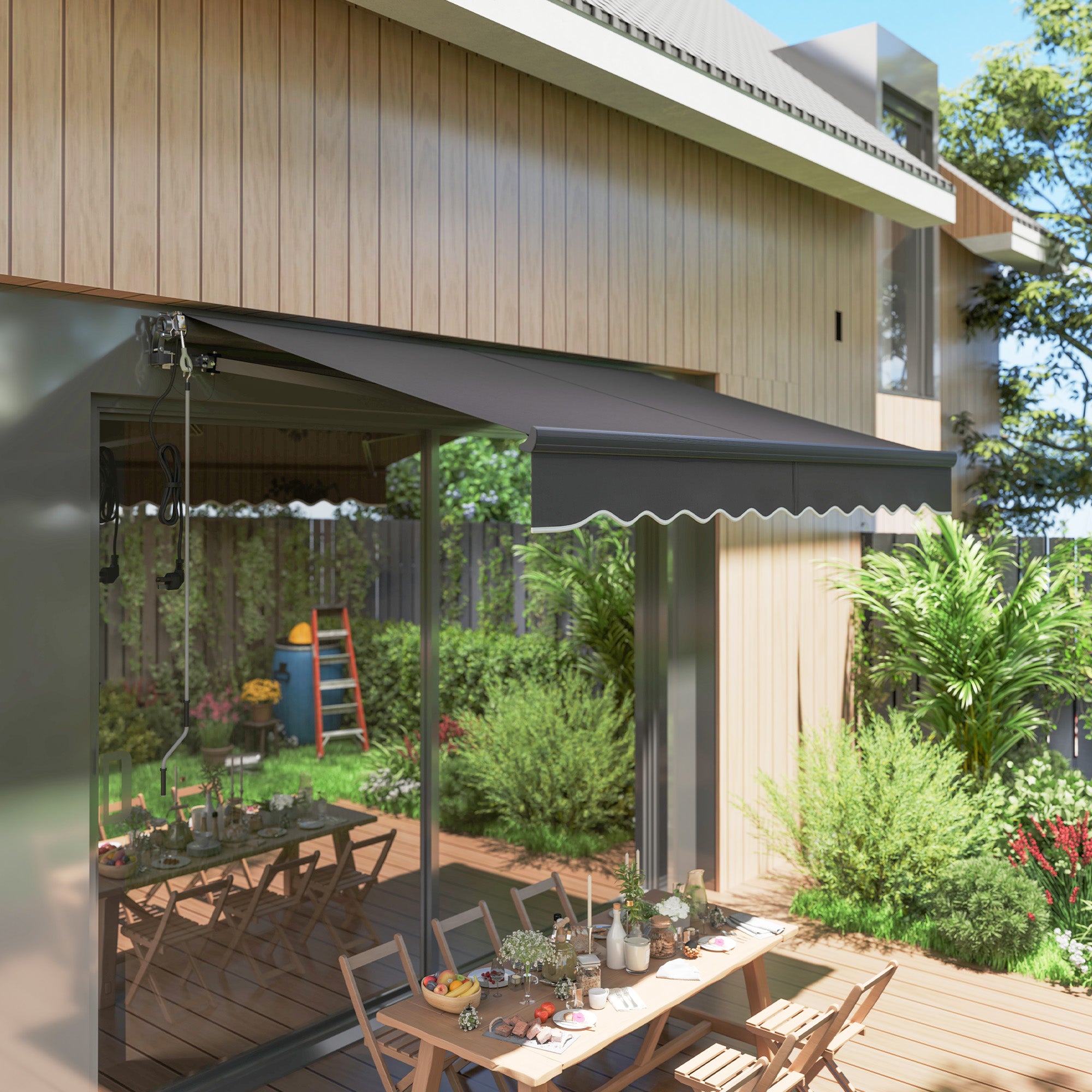 Toldo Retrátil Elétrico 296x250 cm - Cinza Escuro