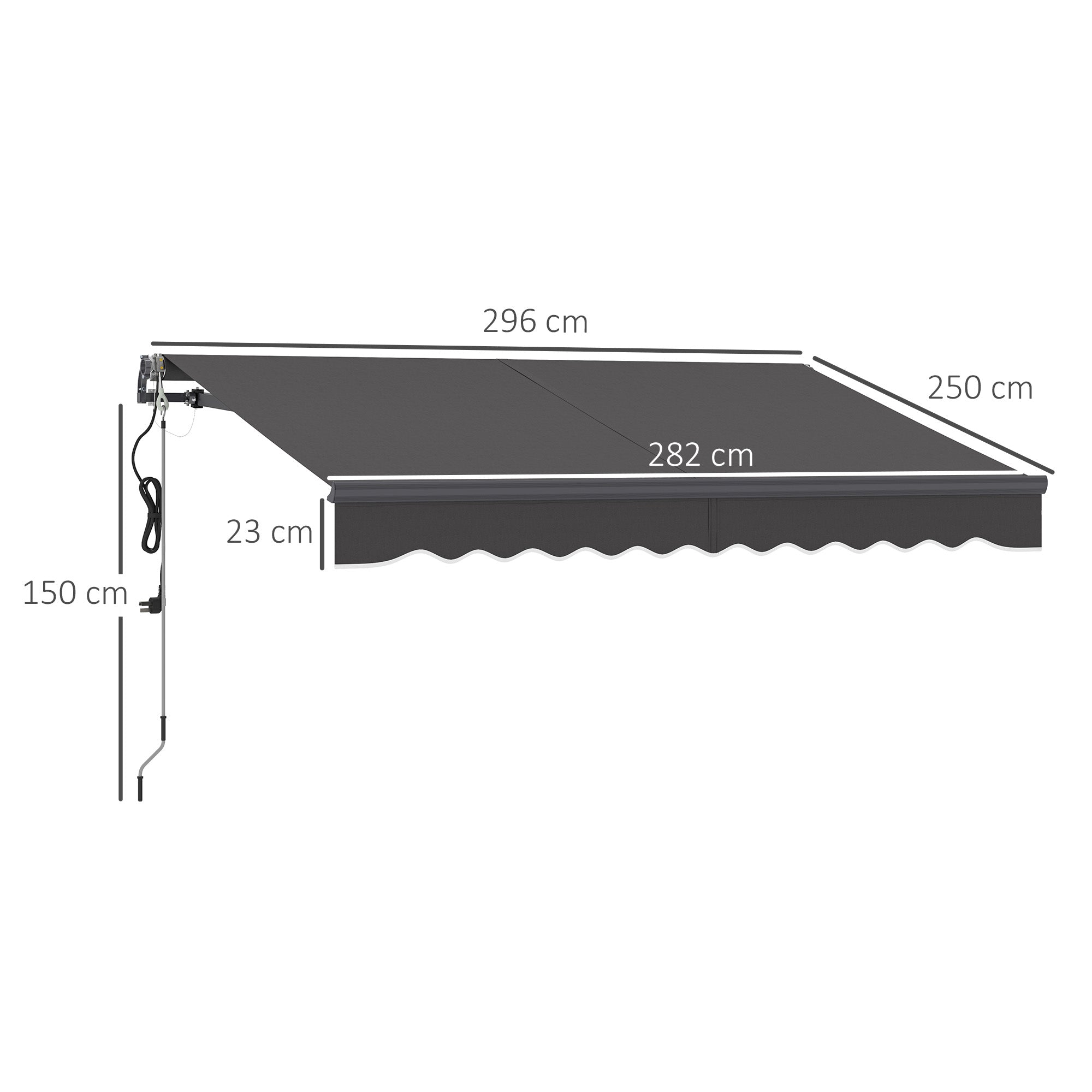 Toldo Retrátil Elétrico 296x250 cm - Cinza Escuro
