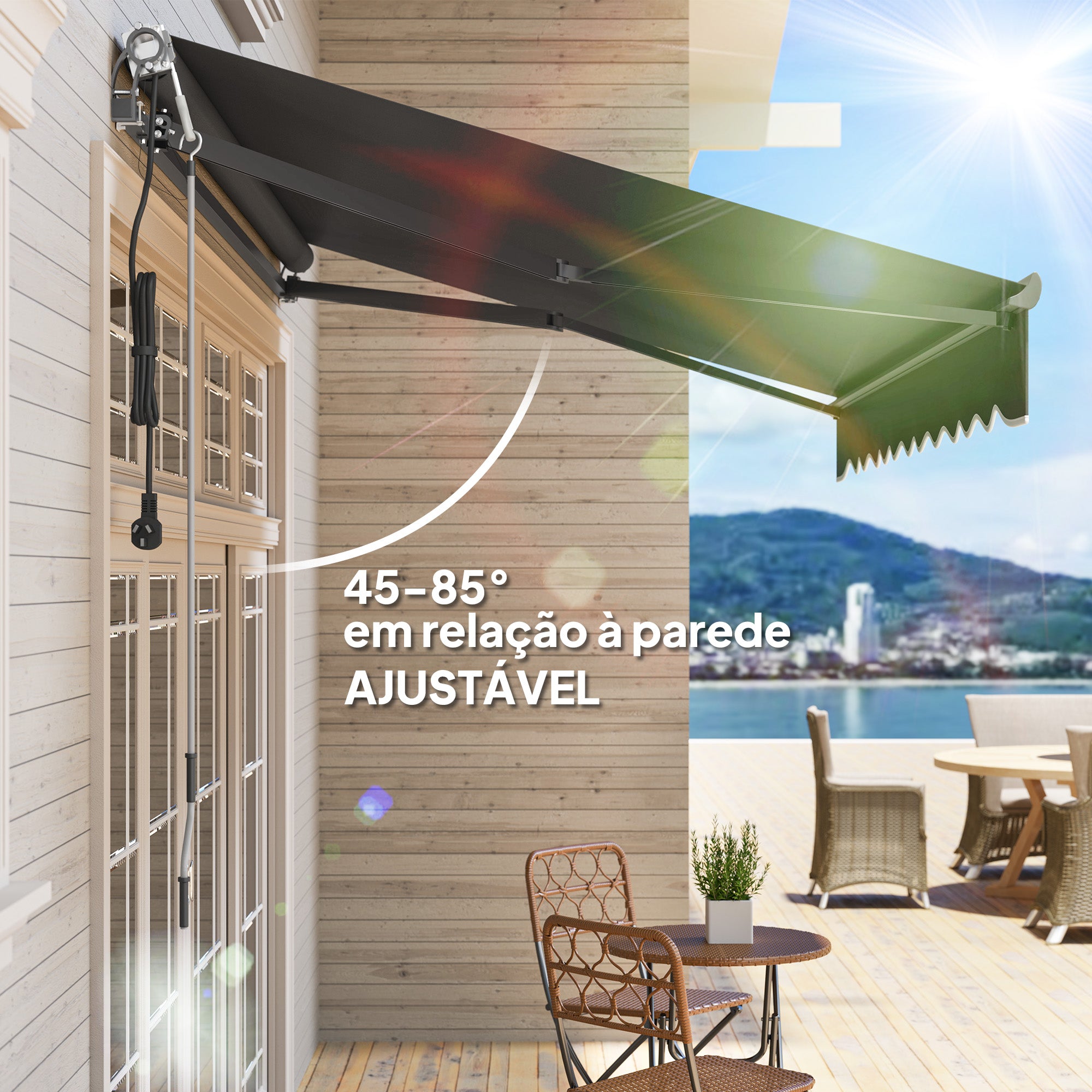 Toldo Retrátil Elétrico 296x250 cm - Cinza Escuro