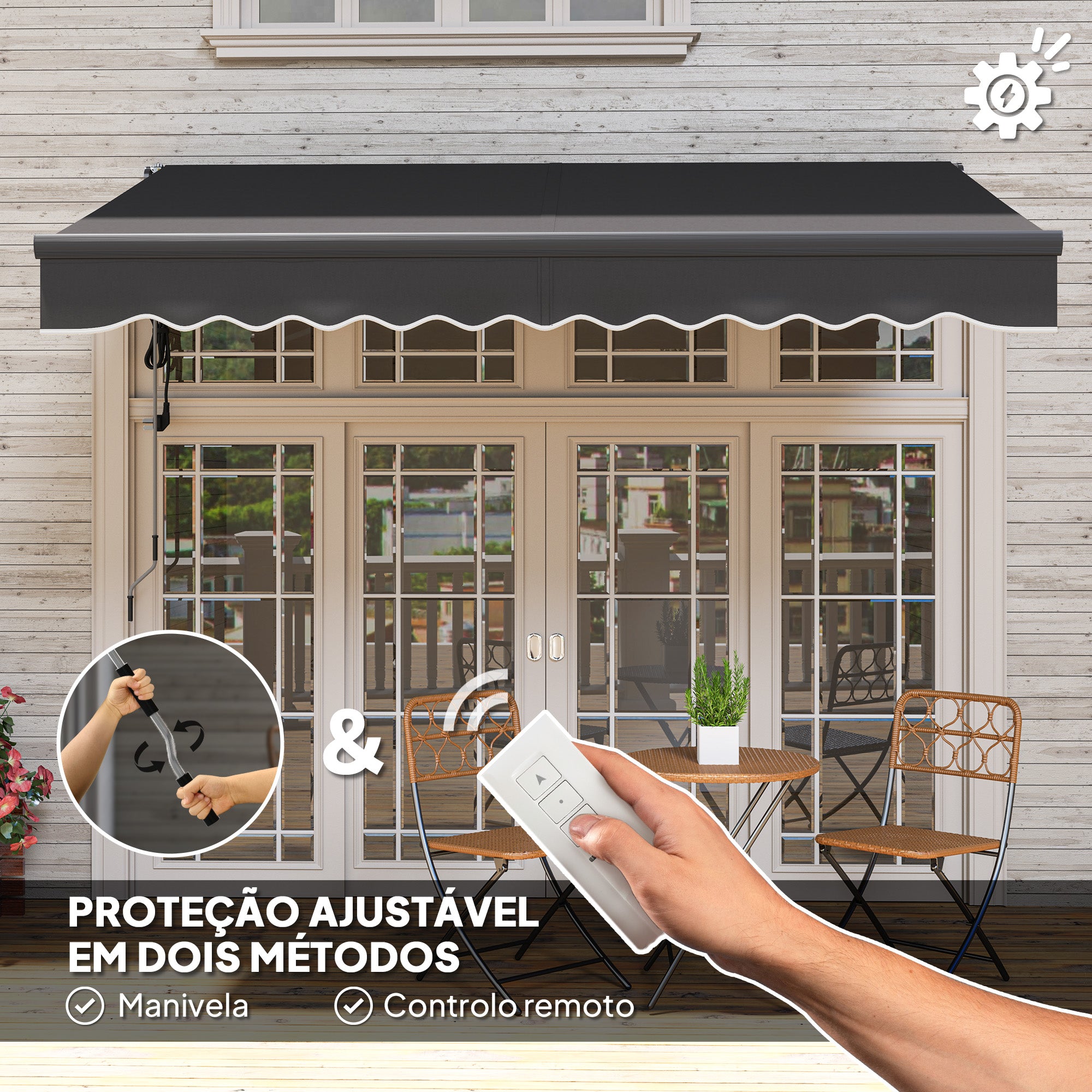 Toldo Retrátil Elétrico 296x250 cm - Cinza Escuro